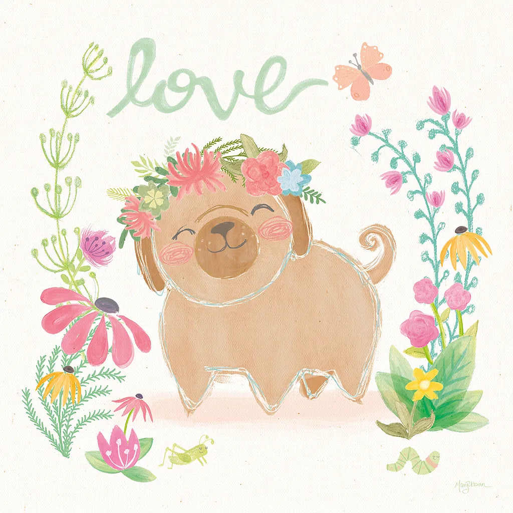 Garden Friends White V Love by Mary Urban. SKU 29215a. Archival Giclee Fine art print for wall decor.