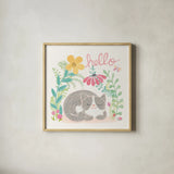 Garden Friends White VI by Mary Urban. Shown in a natural wood glass frame for a timeless modern aesthetic. Available as an archival giclee rolled canvas, fine art paper, or poster print. SKU 28593a.