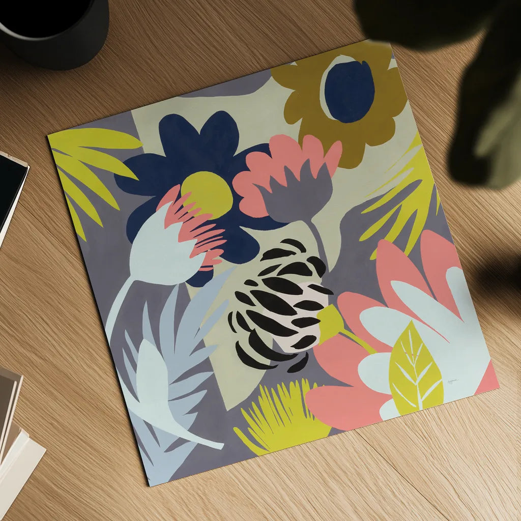 Groovy Garden by Mary Urban. Shown as a detailed flat fine art print, highlighting archival giclee quality. Available as an archival giclee rolled canvas, fine art paper, or poster print. SKU 54363a.