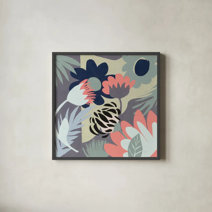 Groovy Garden Mint by Mary Urban. Shown in a sleek black glass frame for a contemporary gallery look. Available as an archival giclee rolled canvas, fine art paper, or poster print. SKU 56480a.