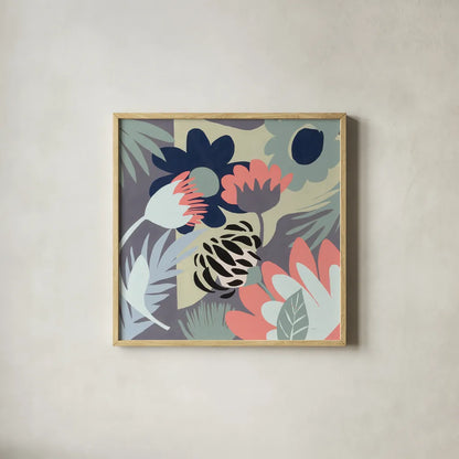 Groovy Garden Mint by Mary Urban. Shown in a natural wood glass frame for a timeless modern aesthetic. Available as an archival giclee rolled canvas, fine art paper, or poster print. SKU 56480a.