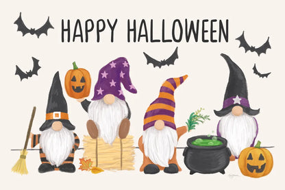 Halloween Gnomes I by Mary Urban. SKU 76302i. Archival Giclee Fine art print for wall decor.