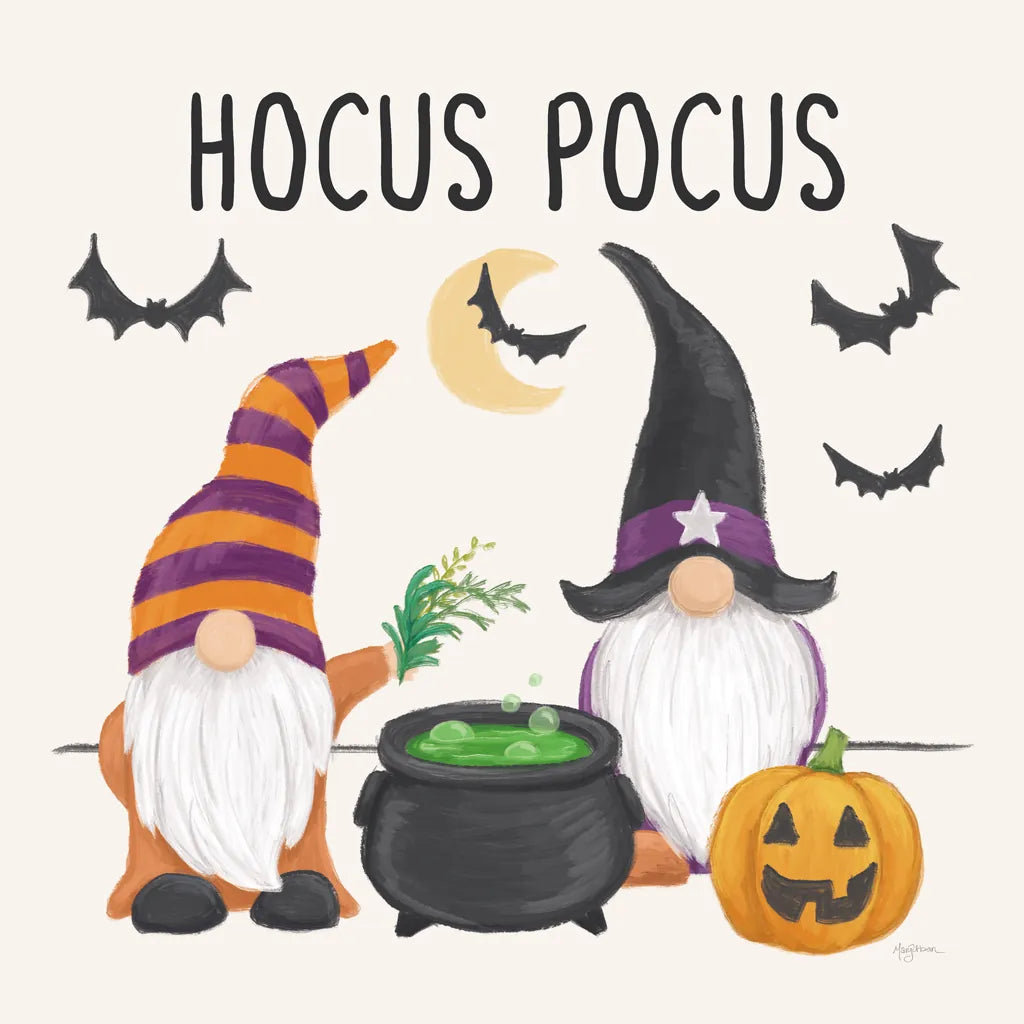 Halloween Gnomes II by Mary Urban. SKU 76303a. Archival Giclee Fine art print for wall decor.