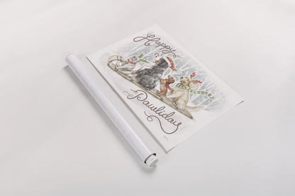 Happy Pawliday I by Mary Urban. shown as a rolled paper print. Available as archival giclee rolled canvas, fine art paper, or poster print. SKU 86715i.