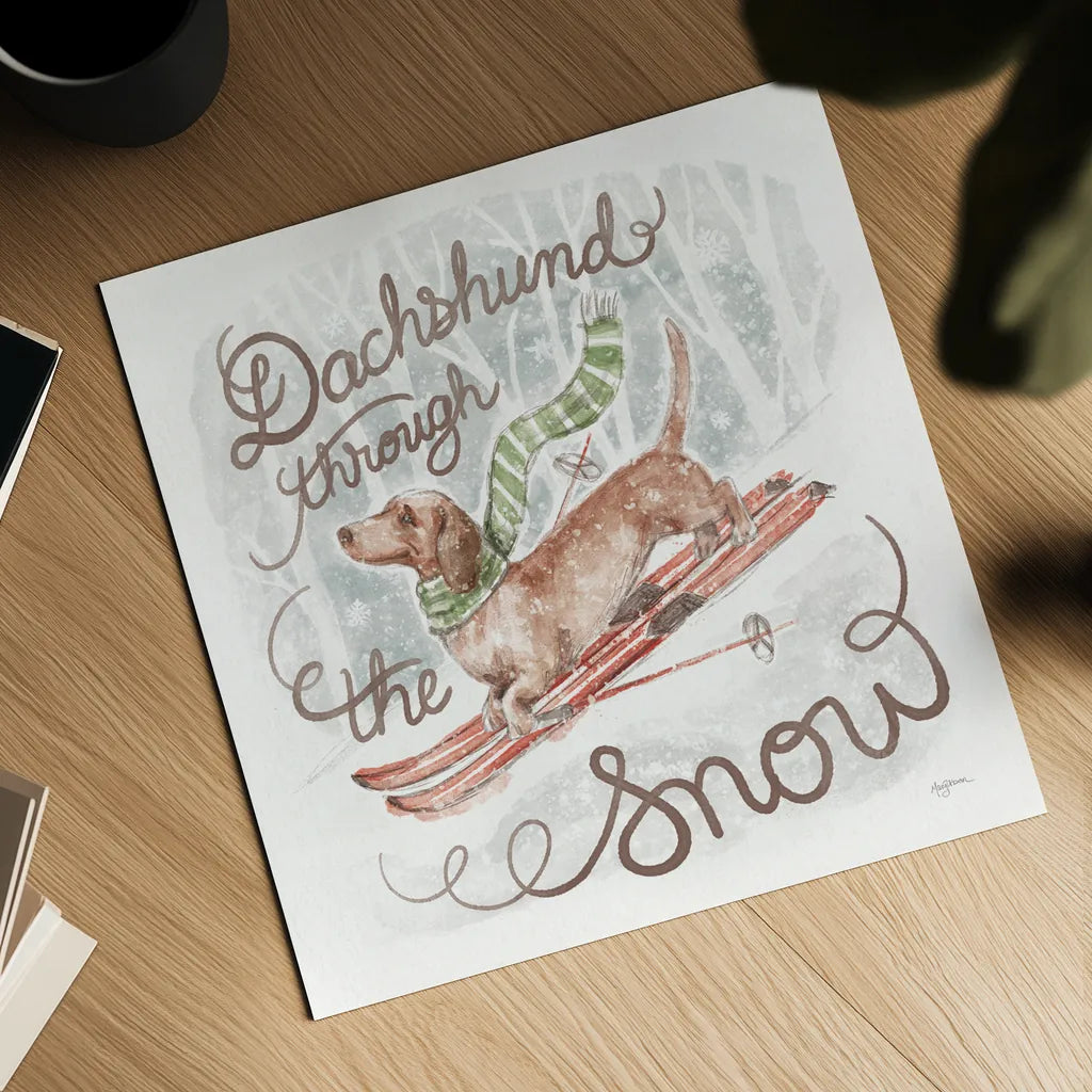 Happy Pawliday II by Mary Urban. Shown as a detailed flat fine art print, highlighting archival giclee quality. Available as an archival giclee rolled canvas, fine art paper, or poster print. SKU 86716a.