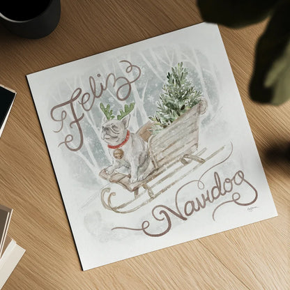 Happy Pawliday V by Mary Urban. Shown as a detailed flat fine art print, highlighting archival giclee quality. Available as an archival giclee rolled canvas, fine art paper, or poster print. SKU 86719a.