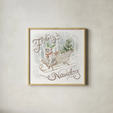 Happy Pawliday V by Mary Urban. Shown in a natural wood glass frame for a timeless modern aesthetic. Available as an archival giclee rolled canvas, fine art paper, or poster print. SKU 86719a.