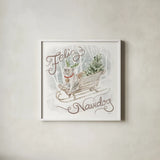 Happy Pawliday V by Mary Urban. Shown in a crisp white glass frame for a clean and minimalist style. Available as an archival giclee rolled canvas, fine art paper, or poster print. SKU 86719a.