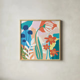 Happy Place by Mary Urban. Shown in a natural wood glass frame for a timeless modern aesthetic. Available as an archival giclee rolled canvas, fine art paper, or poster print. SKU 37226a.