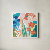 Happy Place by Mary Urban. Shown in a crisp white glass frame for a clean and minimalist style. Available as an archival giclee rolled canvas, fine art paper, or poster print. SKU 37226a.