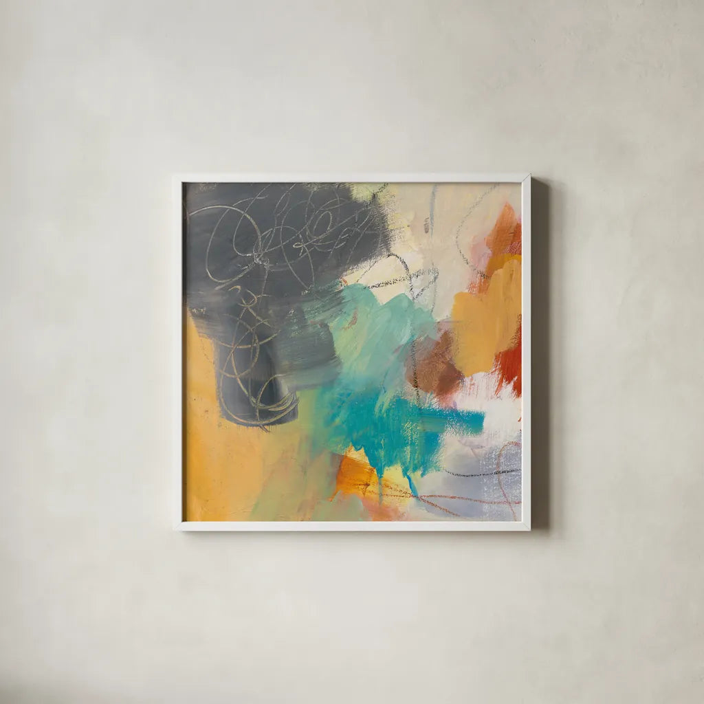 Hardy II by Mary Urban. Shown in a crisp white glass frame for a clean and minimalist style. Available as an archival giclee rolled canvas, fine art paper, or poster print. SKU 75026a.
