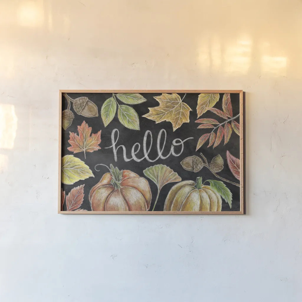 Harvest Chalk IX by Mary Urban. shown as a paper print in a natural frame. Available as a archival giclee rolled canvas, fine art paper, or poster print. SKU 55882i.