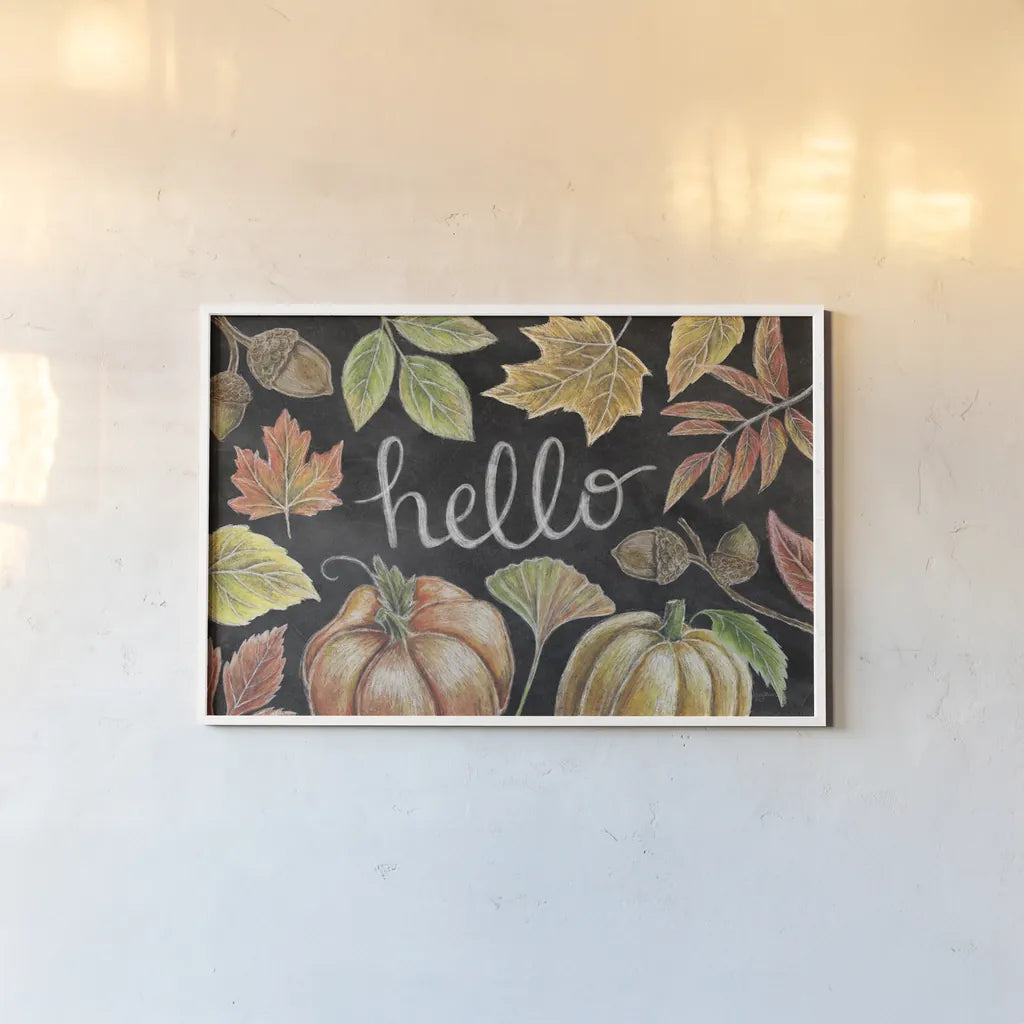 Harvest Chalk IX by Mary Urban. shown as a paper print in a white frame. Available as a archival giclee rolled canvas, fine art paper, or poster print. SKU 55882i.