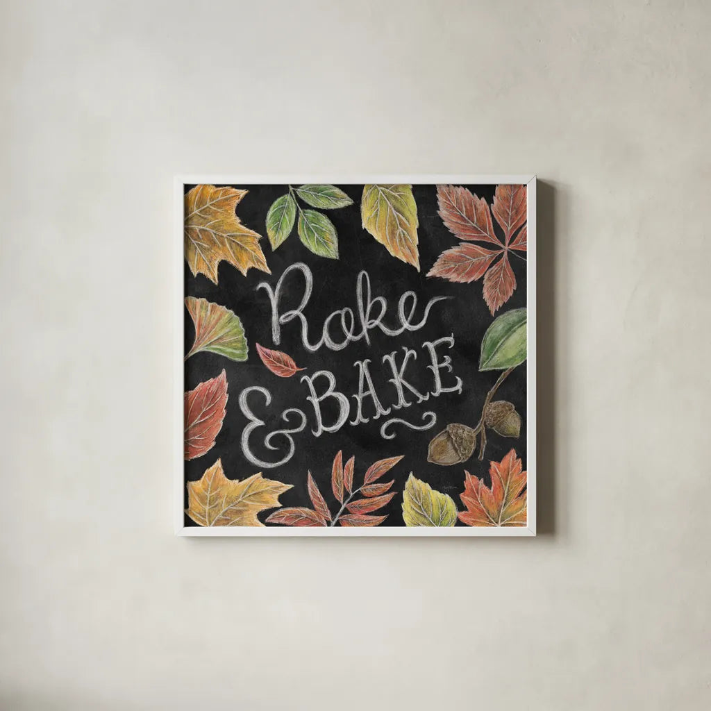 Harvest Chalk V by Mary Urban. Shown in a crisp white glass frame for a clean and minimalist style. Available as an archival giclee rolled canvas, fine art paper, or poster print. SKU 55878a.