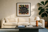Harvest Chalk V by Mary Urban. Displayed in a glass frame with matte in a clean modern living room. Available as an archival giclee rolled canvas, fine art paper, or poster print. SKU 55878a.