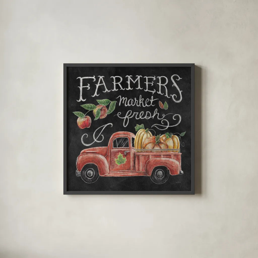 Harvest Chalk VII by Mary Urban. Shown in a sleek black glass frame for a contemporary gallery look. Available as an archival giclee rolled canvas, fine art paper, or poster print. SKU 55880a.