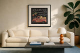 Harvest Chalk VII by Mary Urban. Displayed in a glass frame with matte in a clean modern living room. Available as an archival giclee rolled canvas, fine art paper, or poster print. SKU 55880a.