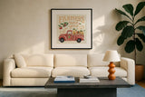 Harvest Chalk VII Linen by Mary Urban. Displayed in a glass frame with matte in a clean modern living room. Available as an archival giclee rolled canvas, fine art paper, or poster print. SKU 57906a.