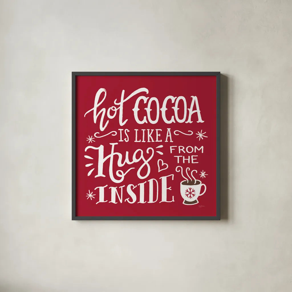 Hug From The Inside by Mary Urban. Shown in a sleek black glass frame for a contemporary gallery look. Available as an archival giclee rolled canvas, fine art paper, or poster print. SKU 65927a.