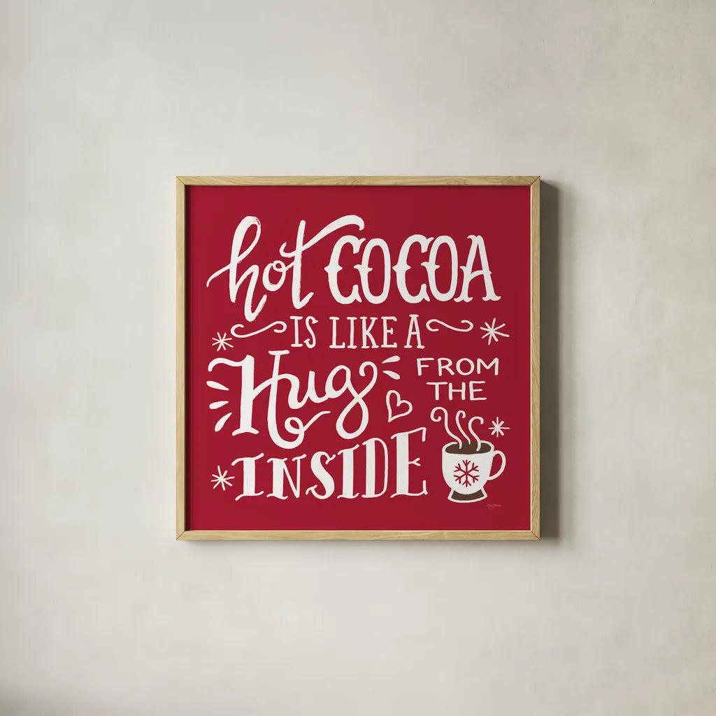 Hug From The Inside by Mary Urban. Shown in a natural wood glass frame for a timeless modern aesthetic. Available as an archival giclee rolled canvas, fine art paper, or poster print. SKU 65927a.