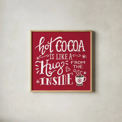 Hug From The Inside by Mary Urban. Shown in a natural wood glass frame for a timeless modern aesthetic. Available as an archival giclee rolled canvas, fine art paper, or poster print. SKU 65927a.