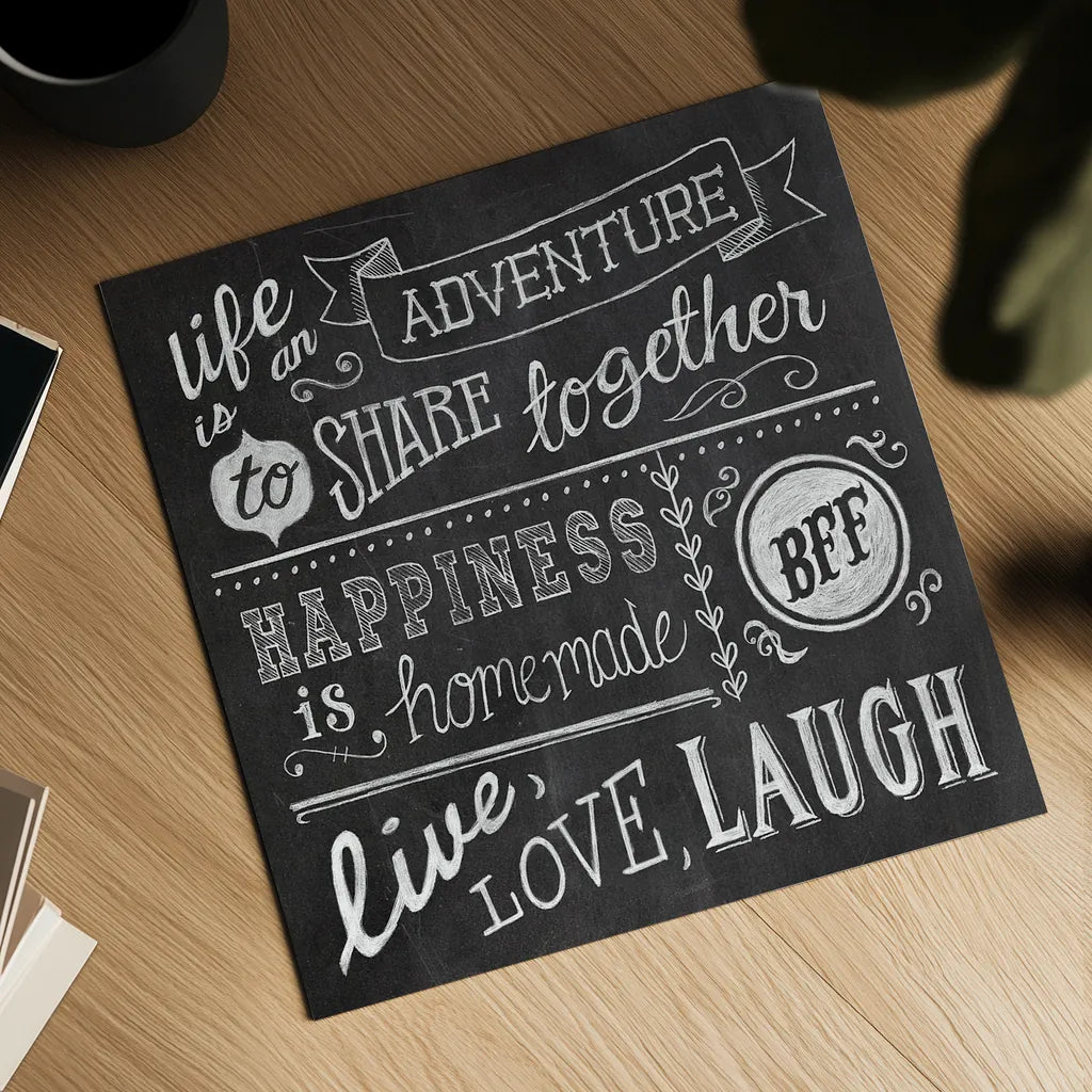 Inspiration Chalkboard II by Mary Urban. Shown as a detailed flat fine art print, highlighting archival giclee quality. Available as an archival giclee rolled canvas, fine art paper, or poster print. SKU 25338a.