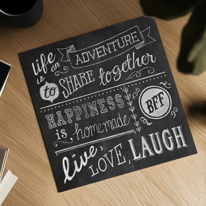 Inspiration Chalkboard II by Mary Urban. Shown as a detailed flat fine art print, highlighting archival giclee quality. Available as an archival giclee rolled canvas, fine art paper, or poster print. SKU 25338a.