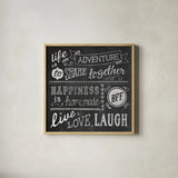 Inspiration Chalkboard II by Mary Urban. Shown in a natural wood glass frame for a timeless modern aesthetic. Available as an archival giclee rolled canvas, fine art paper, or poster print. SKU 25338a.