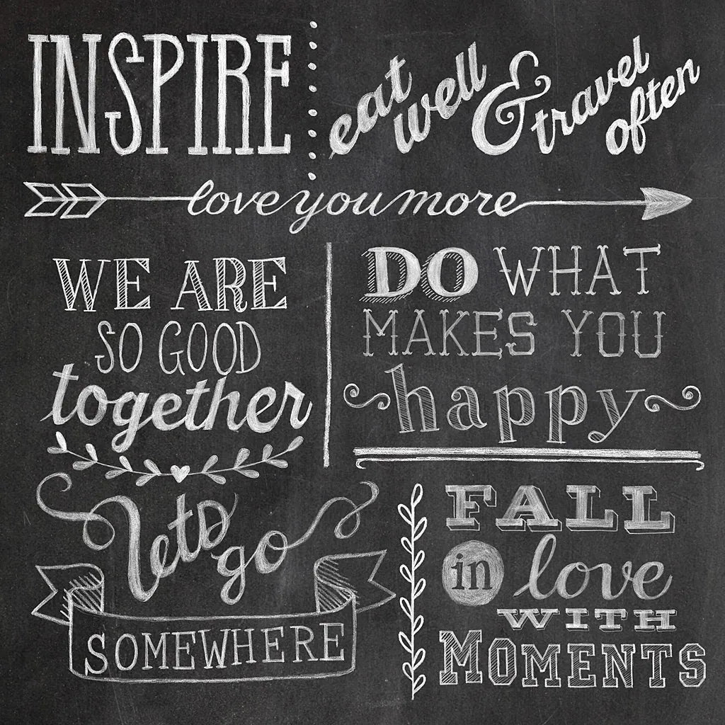 Inspiration Chalkboard III by Mary Urban. SKU 25578a. Archival Giclee Fine art print for wall decor.