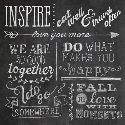 Inspiration Chalkboard III by Mary Urban. SKU 25578a. Archival Giclee Fine art print for wall decor.