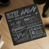 Inspiration Chalkboard III by Mary Urban. Shown as a detailed flat fine art print, highlighting archival giclee quality. Available as an archival giclee rolled canvas, fine art paper, or poster print. SKU 25578a.