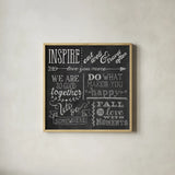 Inspiration Chalkboard III by Mary Urban. Shown in a natural wood glass frame for a timeless modern aesthetic. Available as an archival giclee rolled canvas, fine art paper, or poster print. SKU 25578a.