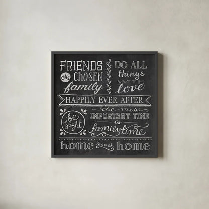 Inspiration Chalkboard IV by Mary Urban. Shown in a sleek black glass frame for a contemporary gallery look. Available as an archival giclee rolled canvas, fine art paper, or poster print. SKU 25579a.