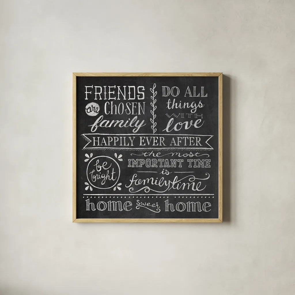 Inspiration Chalkboard IV by Mary Urban. Shown in a natural wood glass frame for a timeless modern aesthetic. Available as an archival giclee rolled canvas, fine art paper, or poster print. SKU 25579a.