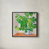 Jungalow Gray by Mary Urban. Shown in a sleek black glass frame for a contemporary gallery look. Available as an archival giclee rolled canvas, fine art paper, or poster print. SKU 63082a.