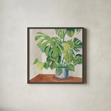 Jungalow Neutral by Mary Urban. Shown in a sleek black glass frame for a contemporary gallery look. Available as an archival giclee rolled canvas, fine art paper, or poster print. SKU 65551a.