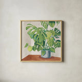 Jungalow Neutral by Mary Urban. Shown in a natural wood glass frame for a timeless modern aesthetic. Available as an archival giclee rolled canvas, fine art paper, or poster print. SKU 65551a.