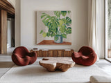 Jungalow Neutral by Mary Urban. Shown as extra-large giant wall art in a modern living room. Available as an archival giclee rolled canvas, fine art paper, or poster print. SKU 65551a.