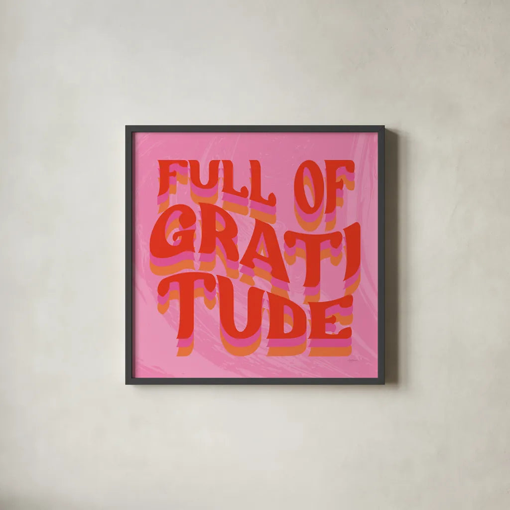 Kind Words II by Mary Urban. Shown in a sleek black glass frame for a contemporary gallery look. Available as an archival giclee rolled canvas, fine art paper, or poster print. SKU 97051a.