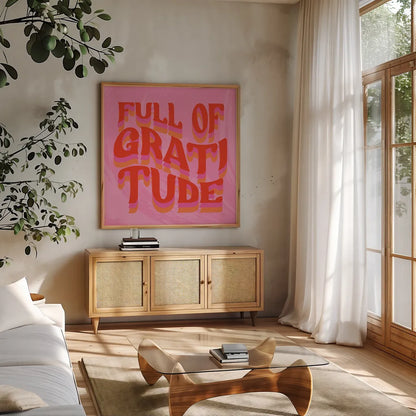 Kind Words II by Mary Urban. Shown in a natural wood frame in a cozy modern living room. Available as an archival giclee rolled canvas, fine art paper, or poster print. SKU 97051a.
