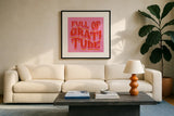 Kind Words II by Mary Urban. Displayed in a glass frame with matte in a clean modern living room. Available as an archival giclee rolled canvas, fine art paper, or poster print. SKU 97051a.