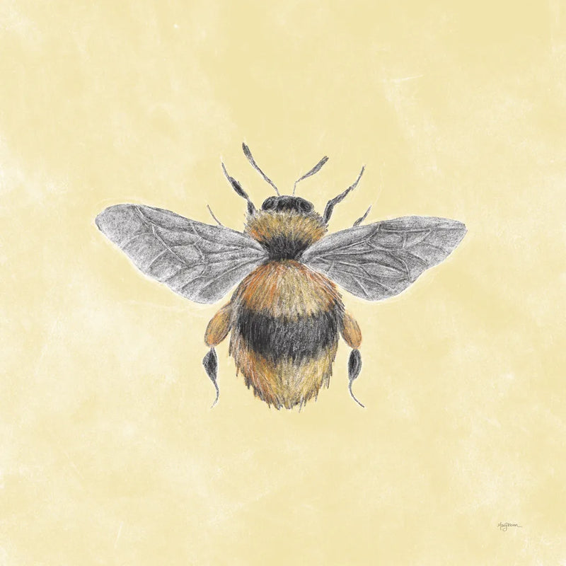 Late Summer Harvest Bee I Yellow by Mary Urban. SKU 87933a. Archival Giclee Fine art print for wall decor.