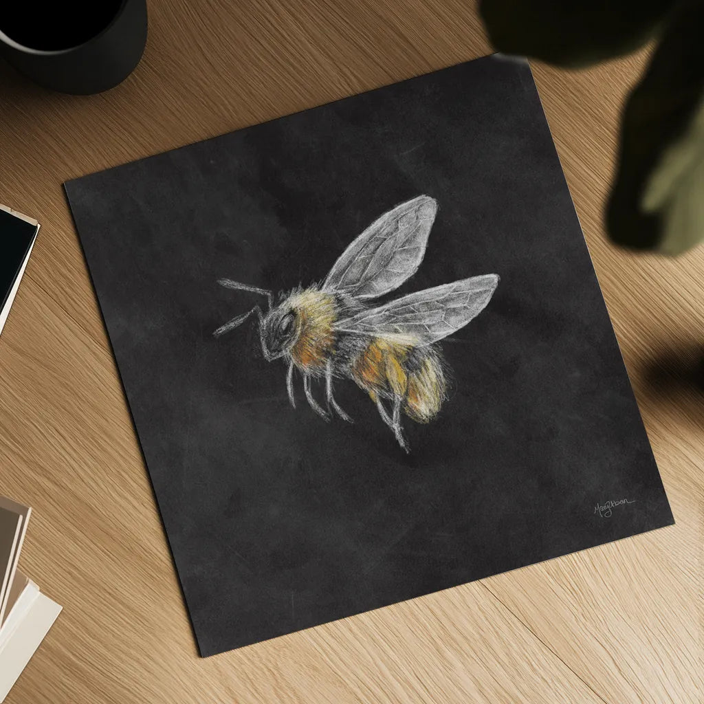 Late Summer Harvest Bee II by Mary Urban. Shown as a detailed flat fine art print, highlighting archival giclee quality. Available as an archival giclee rolled canvas, fine art paper, or poster print. SKU 81825a.
