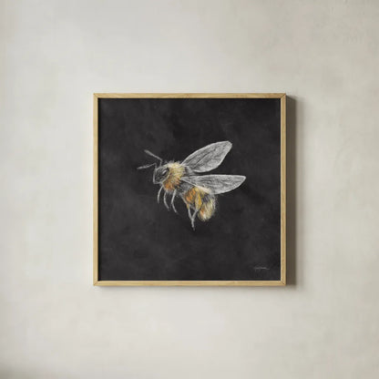 Late Summer Harvest Bee II by Mary Urban. Shown in a natural wood glass frame for a timeless modern aesthetic. Available as an archival giclee rolled canvas, fine art paper, or poster print. SKU 81825a.