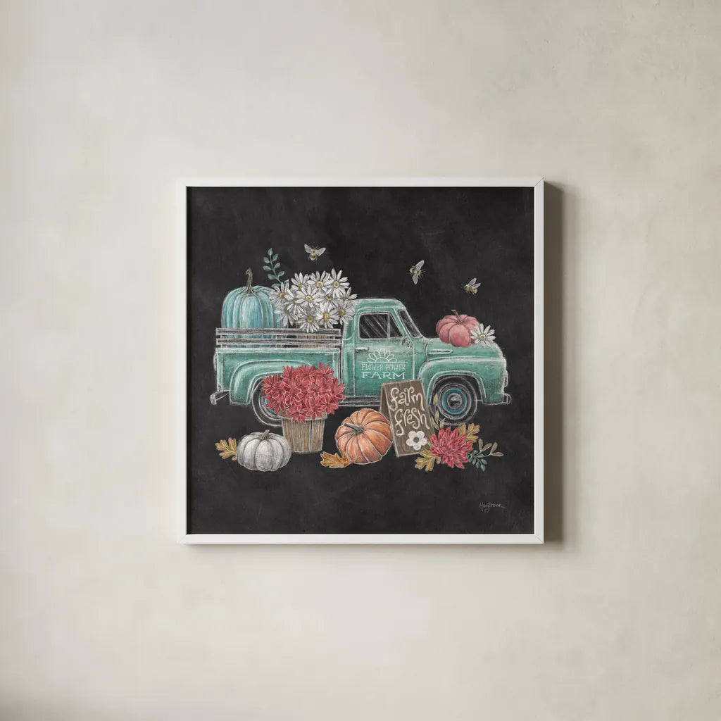 Late Summer Harvest II by Mary Urban. Shown in a crisp white glass frame for a clean and minimalist style. Available as an archival giclee rolled canvas, fine art paper, or poster print. SKU 81204a.