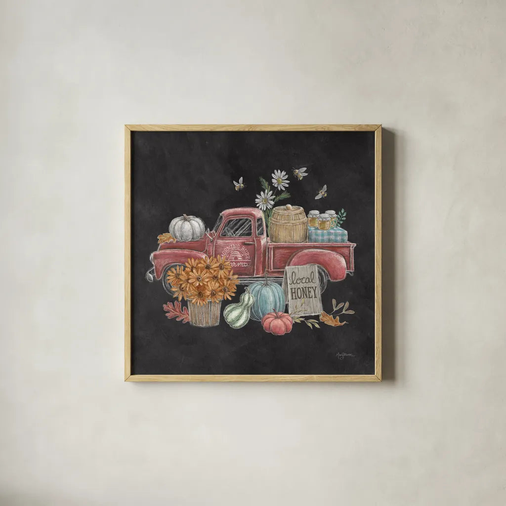 Late Summer Harvest III by Mary Urban. Shown in a natural wood glass frame for a timeless modern aesthetic. Available as an archival giclee rolled canvas, fine art paper, or poster print. SKU 81205a.