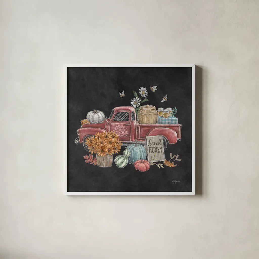 Late Summer Harvest III by Mary Urban. Shown in a crisp white glass frame for a clean and minimalist style. Available as an archival giclee rolled canvas, fine art paper, or poster print. SKU 81205a.