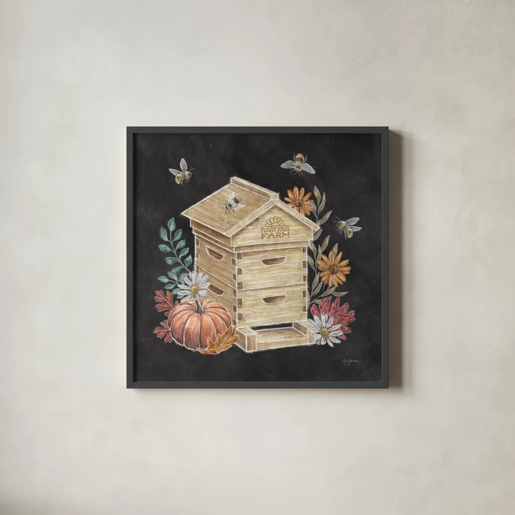 Late Summer Harvest IV by Mary Urban. Shown in a sleek black glass frame for a contemporary gallery look. Available as an archival giclee rolled canvas, fine art paper, or poster print. SKU 81206a.