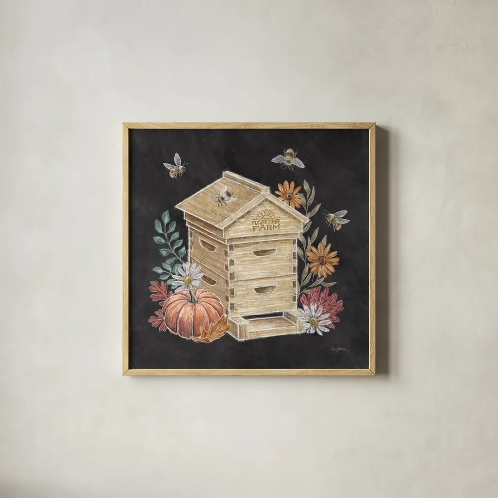 Late Summer Harvest IV by Mary Urban. Shown in a natural wood glass frame for a timeless modern aesthetic. Available as an archival giclee rolled canvas, fine art paper, or poster print. SKU 81206a.