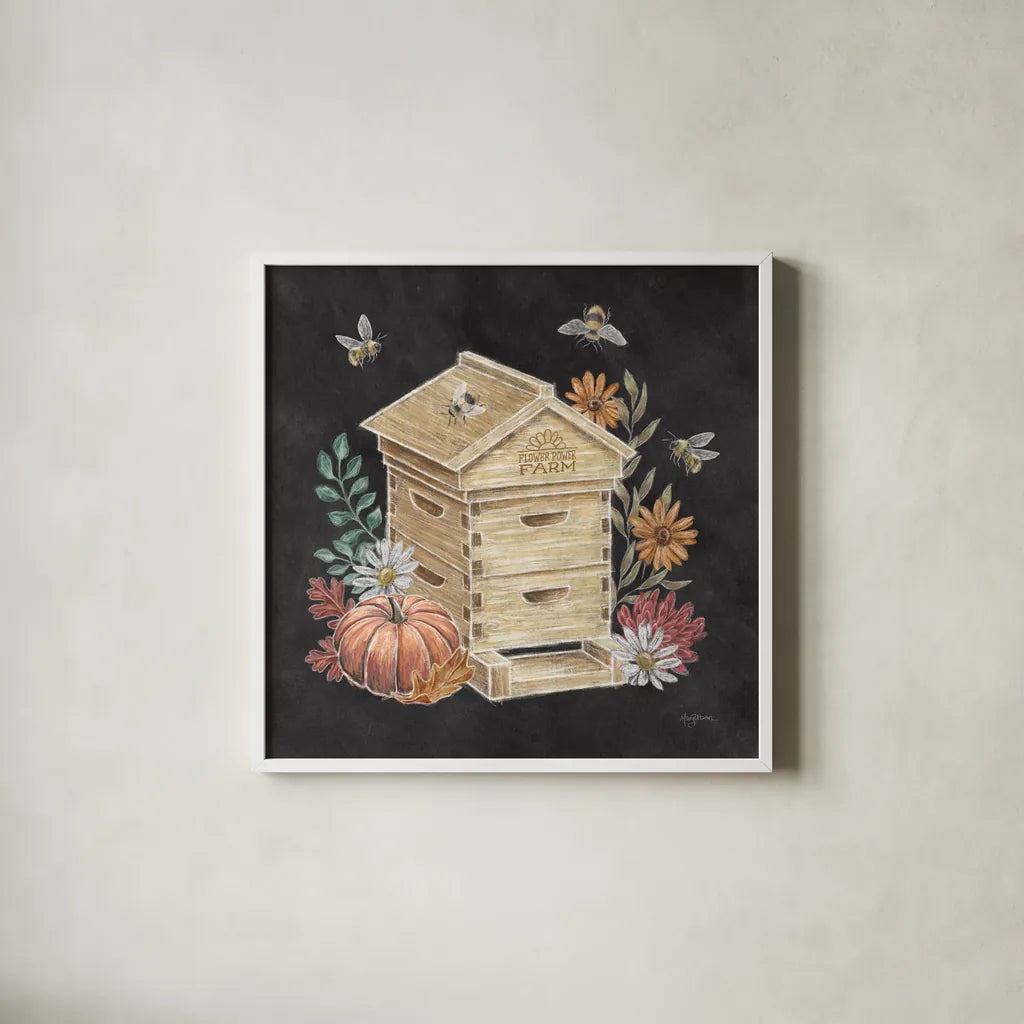 Late Summer Harvest IV by Mary Urban. Shown in a crisp white glass frame for a clean and minimalist style. Available as an archival giclee rolled canvas, fine art paper, or poster print. SKU 81206a.